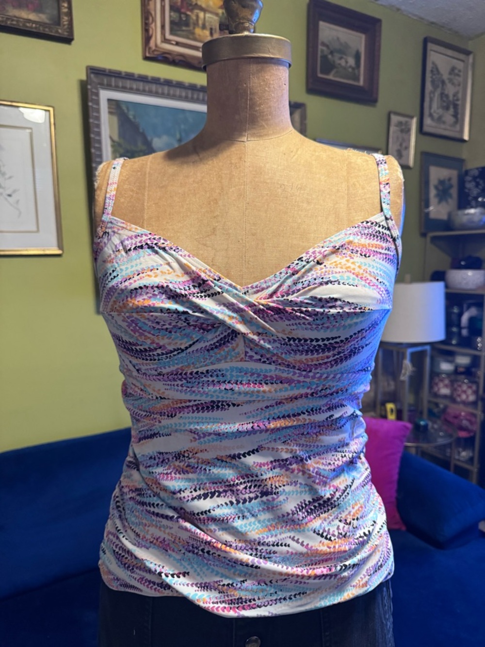 Striped tankini bathing suit top